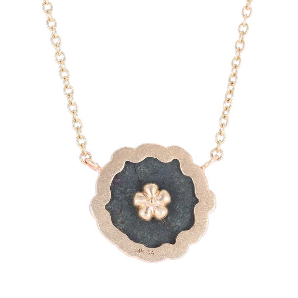 Ancient Viking Bronze Flower with Gold Enamel Flower Overlay