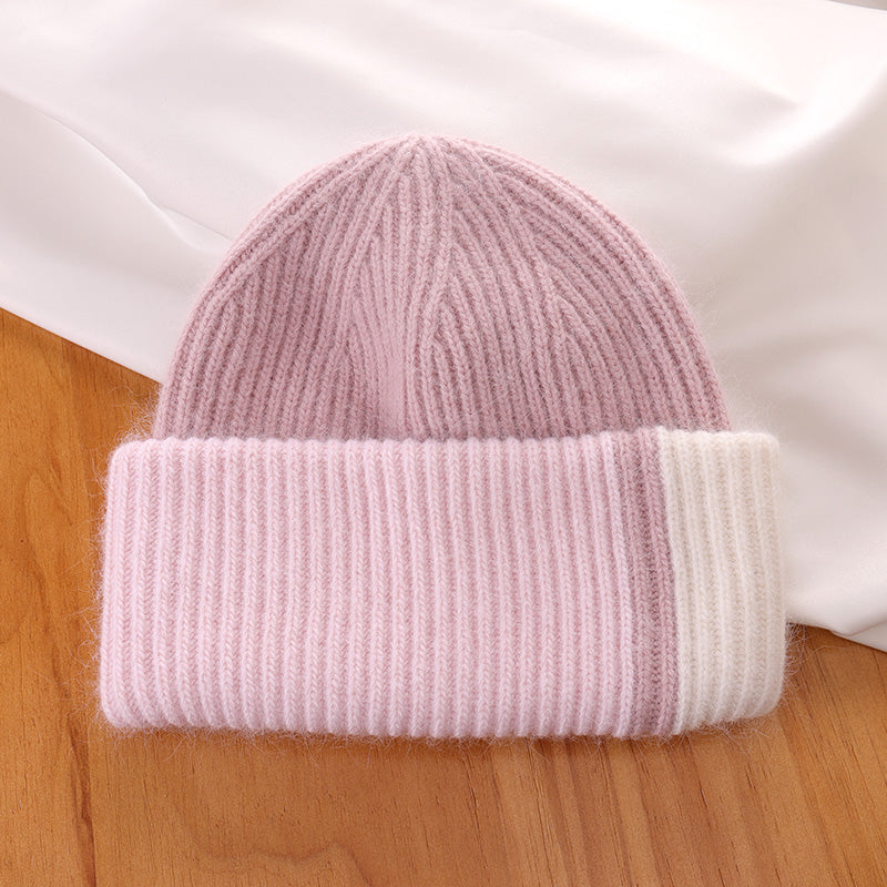 Japanese versatile cute pullover knitted hat on display, showcasing its stylish design and texture.