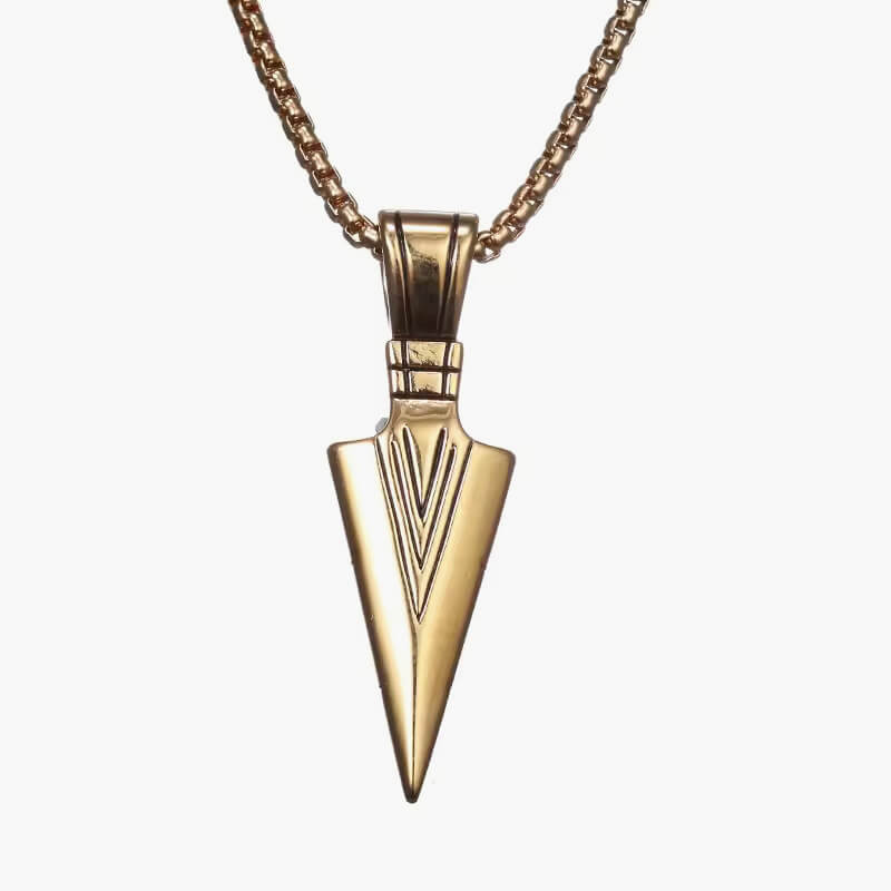 ZRM Fashion Punk Men's Vintage Arrowhead Pendant Necklace in Stainless Steel
